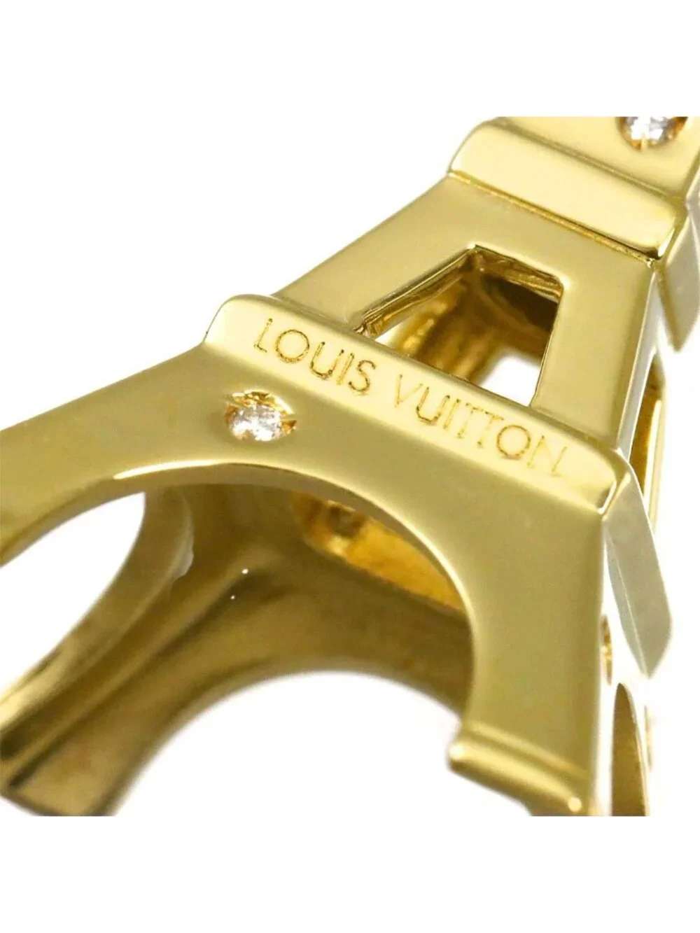 Louis Vuitton Eiffel Tower Charm Diamond 18K YG 750 Pendant